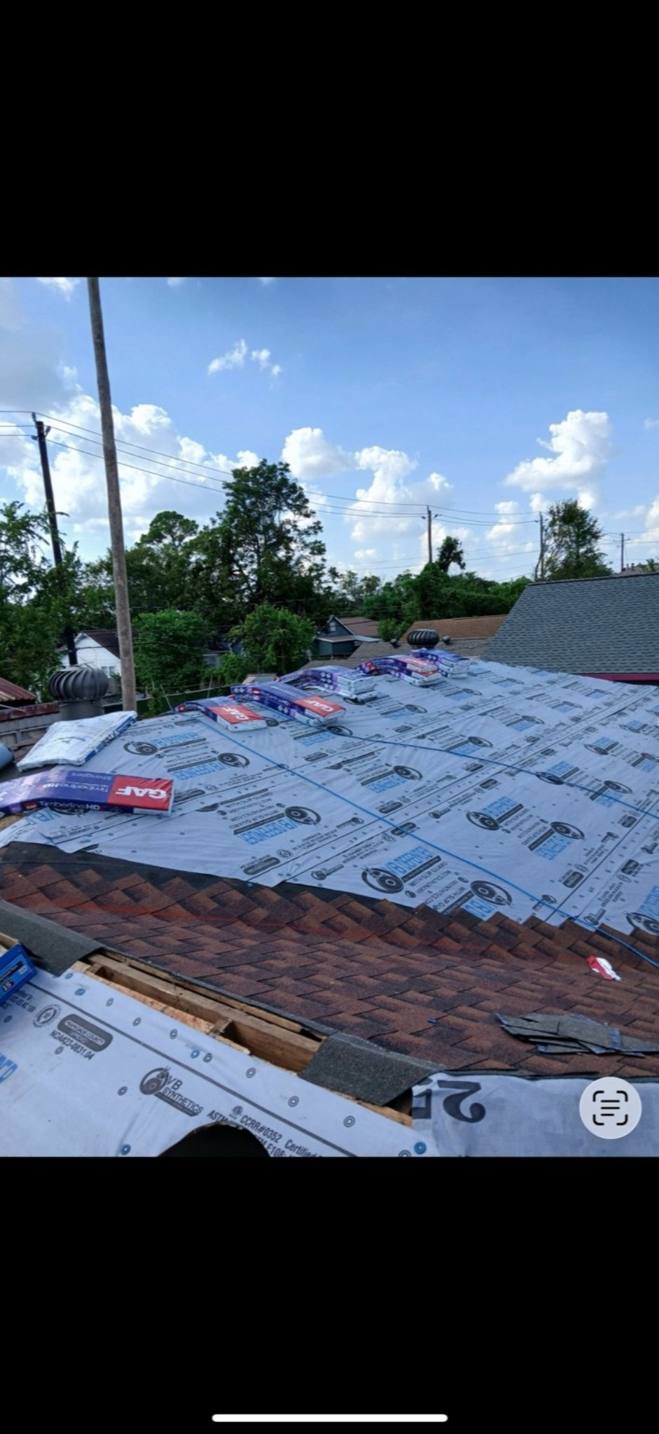 Roofing project in progress in Houston